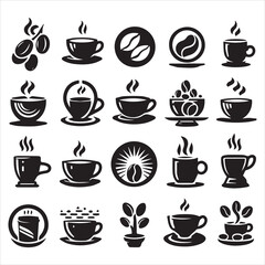 Coffee Beans Black silhouette vector in white background 