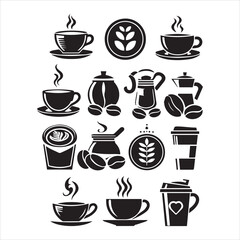Print Coffee Beans Black silhouette vector in white background 
