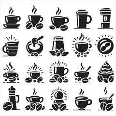 Print Coffee Beans Black silhouette vector in white background 
