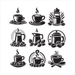 Print Coffee Beans Black silhouette vector in white background 
