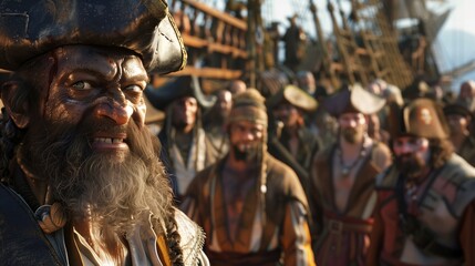 Obraz premium Fearsome Pirate Crew Portrait