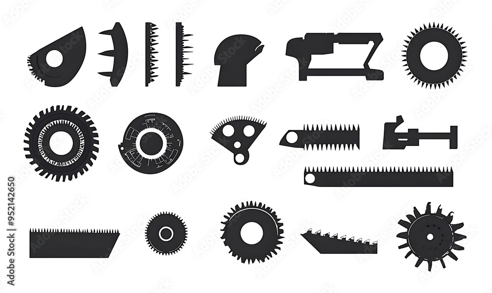 Wall mural Icons representing saw blades for woodworking machines