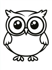 Fototapeta premium A delightful coloring page featuring a cute and simple owl design perfect for young artists to enjoy and explore their creativity at home