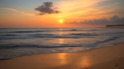 Beautiful sunset on ocean beach.