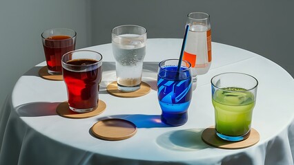 Soft drinks in the glass on the table