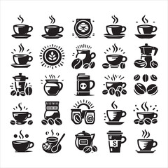 Print Coffee Beans Black silhouette vector in white background 
