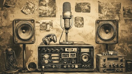 Vintage Radio Studio Setup.