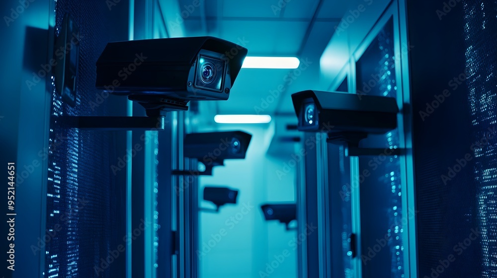 Poster surveillance closely monitoring the data center environment ensuring the security and integrity of c