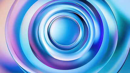 abstract transparent glass design featuring concentric circles in shades, with a smooth gradient blending colors from outer to inner rings. generative ai