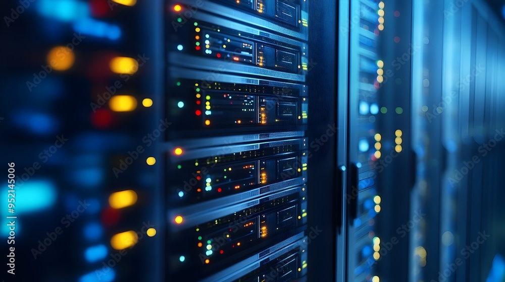 Poster photograph showcasing the data encryption hardware installed in a modern data center