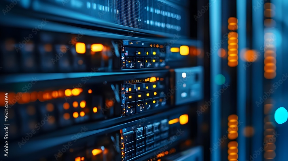 Poster secure data encryption hardware and servers installed in a modern data center facility