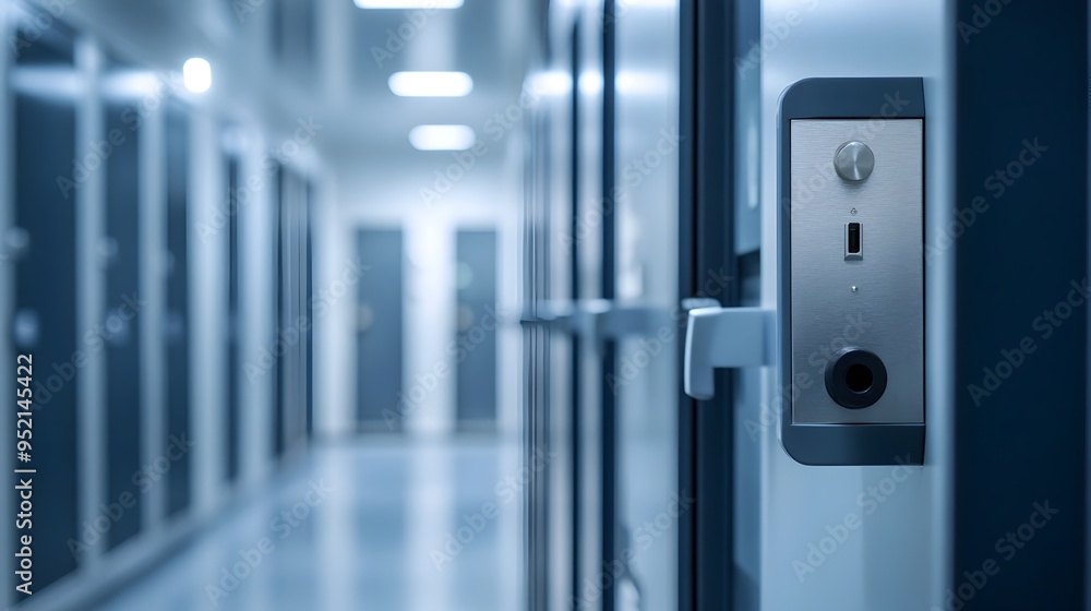 Poster secure access control panels monitoring and restricting entry to data center facilities