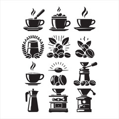 Print Coffee Beans Black silhouette vector in white background 
