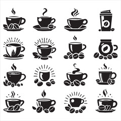 Print Coffee Beans Black silhouette vector in white background 
