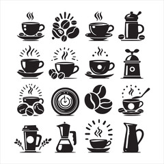Print Coffee Beans Black silhouette vector in white background 
