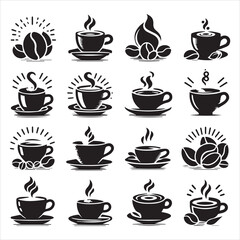 Print Coffee Beans Black silhouette vector in white background 
