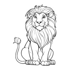 Lion cartoon illustration coloring page - coloring book for kids