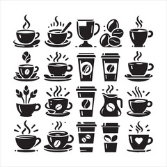 Print Coffee Beans Black silhouette vector in white background 
