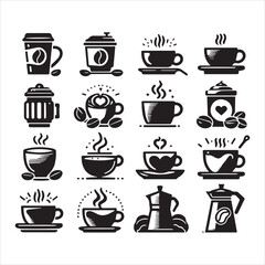 Print Coffee Beans Black silhouette vector in white background 
