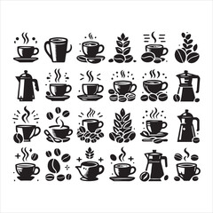 Print Coffee Beans Black silhouette vector in white background 
