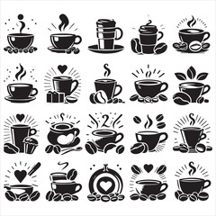 Print Coffee Beans Black silhouette vector in white background 
