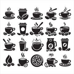 Print Coffee Beans Black silhouette vector in white background 
