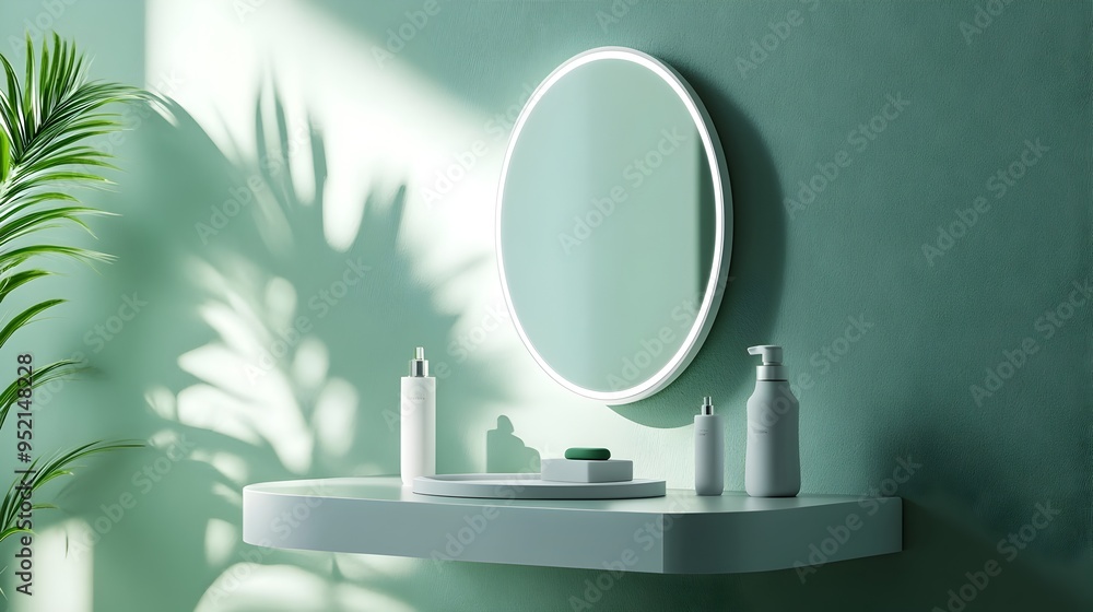 Aufkleber sleek and modern smart mirror with built in skincare analysis and diagnostic features offering perso