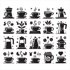 Print Coffee Beans Black silhouette vector in white background 
