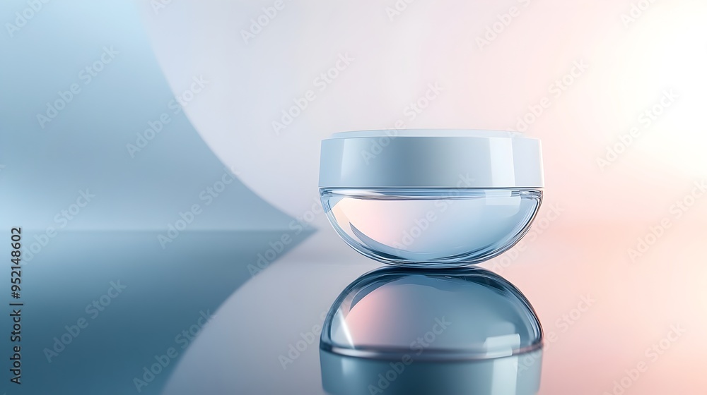 Poster a photograph showcasing a sleek and futuristic skincare device emitting a soft diffused light placed