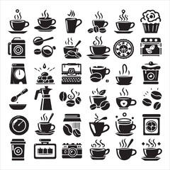 Print Coffee Beans Black silhouette vector in white background 
