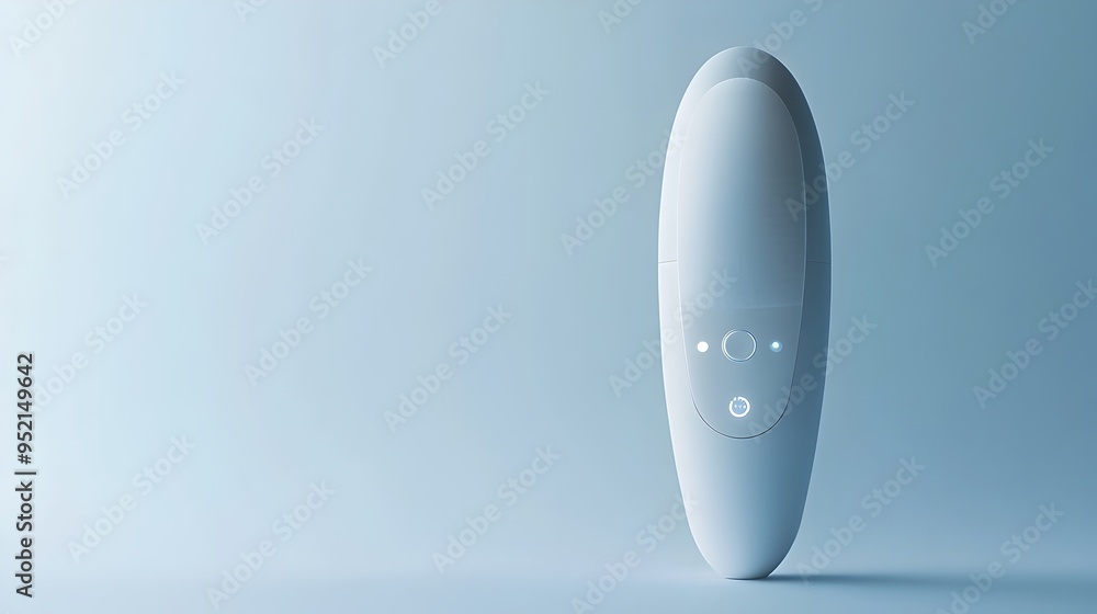 Poster Innovative smart skincare applicator with intuitive mobile app controls allowing users to personalize their skincare routine and track skin health data for a customized efficient