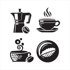 Print Coffee Beans Black silhouette vector in white background 
