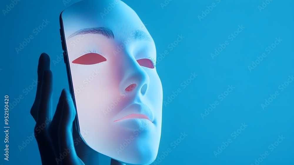 Poster a smartphone application interface that allows users to control and customize a digital face mask or