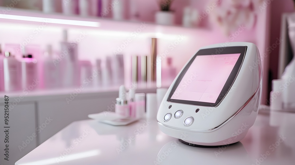 Poster sleek and sophisticated digital cosmetic device with advanced technology for comprehensive skin anal