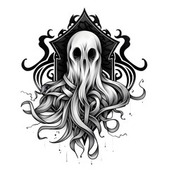 Ghost very simple traditional tattoo flash styles illustration