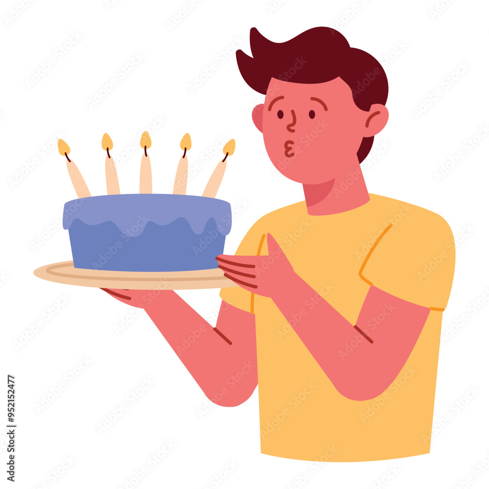 Canvas Prints adult man blowing birthday candles