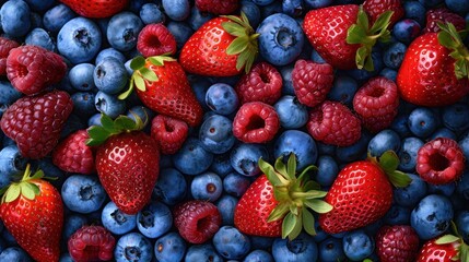 Fototapeta premium Seamless Repetitive background of blueberry and strawberry