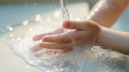 Fototapeta premium hands washing under a tap,generative ai