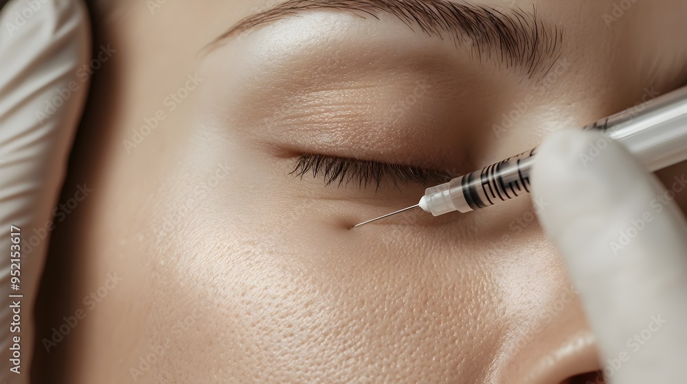 Aufkleber closeup of a botox injection site displaying minimal redness and swelling highlighting the discreet 