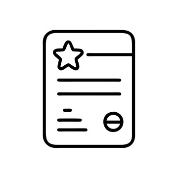 recommend clip art: Document with star icon in black and white line art