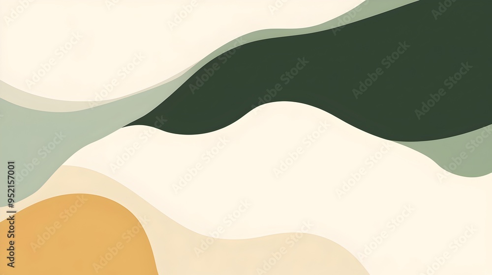 Poster minimalistic slide background featuring a harmonious color palette of deep green light olive soft be