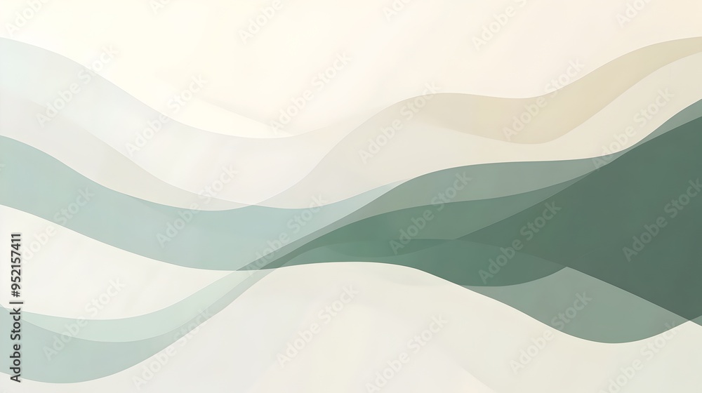 Poster elegant and minimalist slide background design with soft nature inspired color tones of green teal o