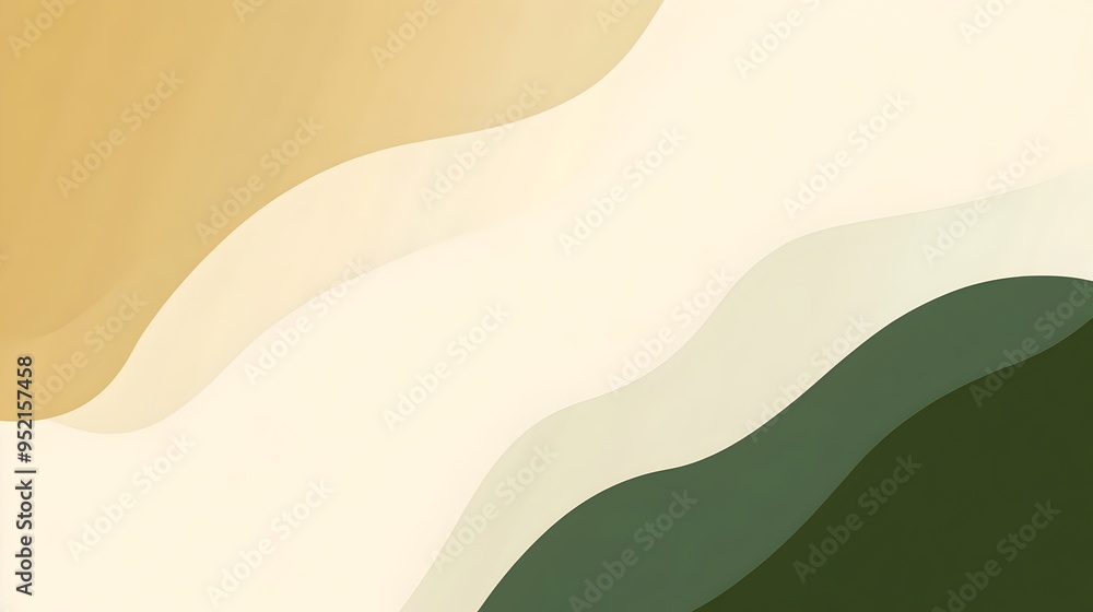 Poster elegant minimalistic slide background featuring a soothing color palette of deep green light olive s
