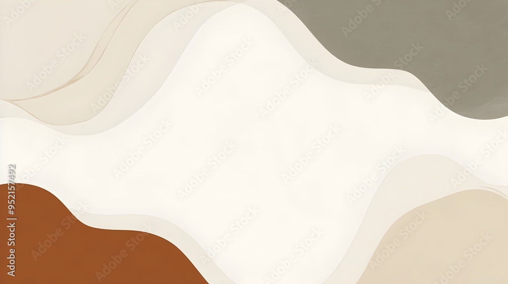 Poster elegant and minimalistic slide background featuring a warm color palette of brown taupe cream and gr