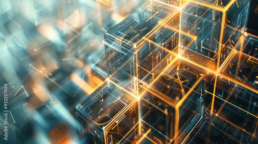 Poster close-up of a digital consulting abstract design with geometric shapes.