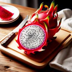 dragon fruit on a wooden background