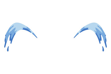 Cartoon tear drops icon. Sorrow cry streams, tear blob. Crying fluid, falling blue water drops. Isolated  for sorrowful character weeping expression. Wet grief droplets