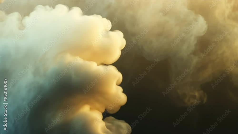 Poster a cloud of smoke is billowing in the air. the smoke is thick and hazy, creating a sense of unease an
