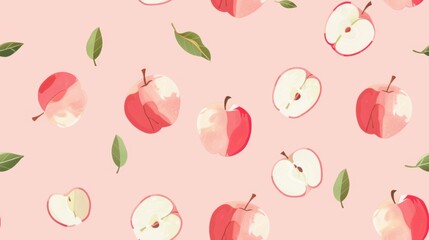 Seamless repetitive pattern background of fresh ripe apple for fabric design