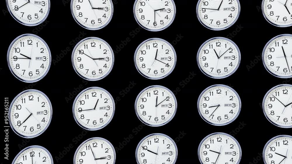 Poster retro analogue clock in stop motion